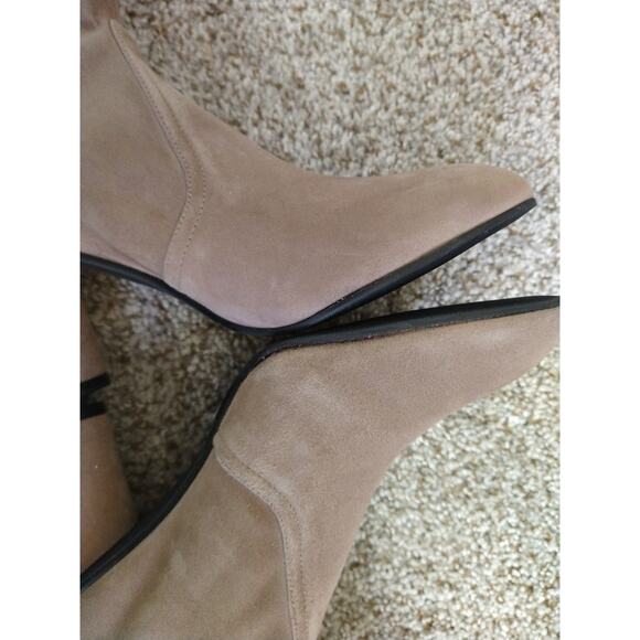 Stuart Weitzman Margot 75 Taupe Suede Booties Women’s 9 Block Heel - Picture 8 of 14
